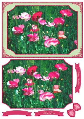 Pretty Pink Wild Flowers Watercolour Quick Card