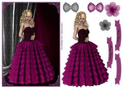 Belle of the Ball A5 Card Front , Topper & Embellishments