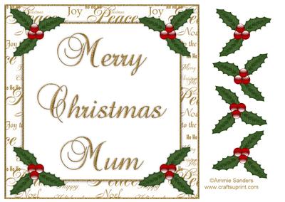 Merry Christmas Mum 8x8 Topper & Decoupage