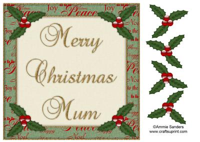 Merry Christmas Mum 8x8 Topper & Decoupage