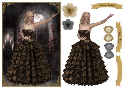 Belle of the Ball A5 Card Front , Topper & Embellishments