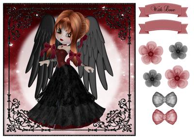 Gothic Angel 8x8 Topper & Embellishments
