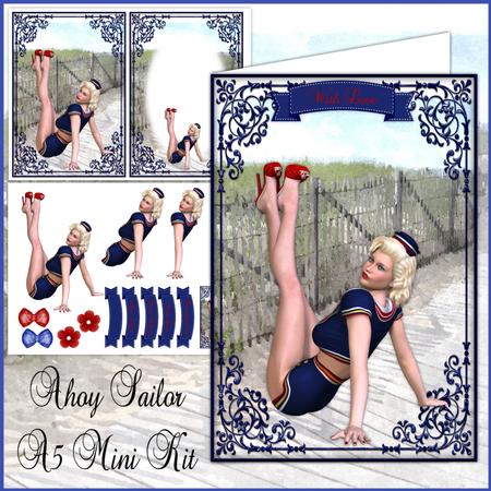 Ahoy Sailor Vintage Pin-up Beauty Decoupage Mini Kit