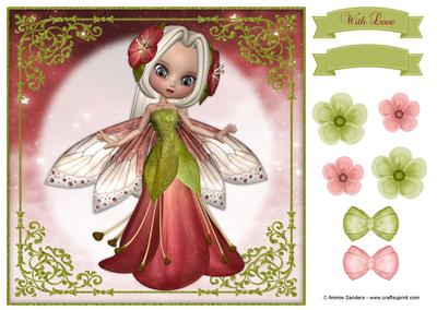 Sweet Flower Fairy 8x8 Topper & Embellishments