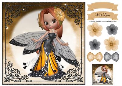 Sweet Flower Fairy 8x8 Topper & Embellishments