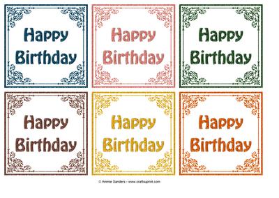 Fancy Framed Happy Birthday Toppers - Earthy Shades 1