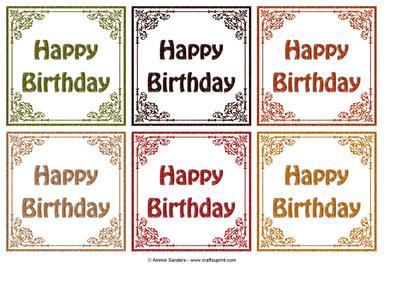 Fancy Framed Happy Birthday Toppers - Earthy Shades 2