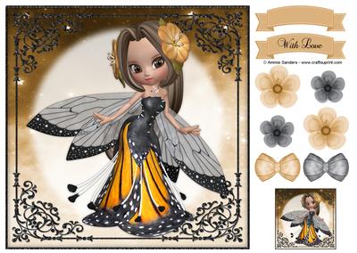 Sweet Flower Fairy 8x8 Topper & Embellishments