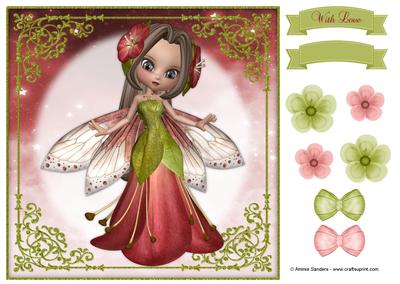 Sweet Flower Fairy 8x8 Topper & Embellishments