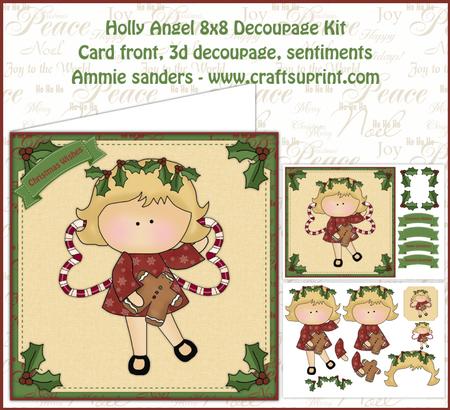 Holly Angel 3D Decoupage Christmas Mini Kit