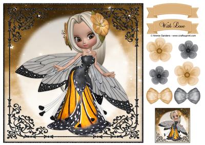 Sweet Flower Fairy 8x8 Topper & Embellishments
