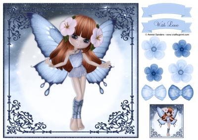Sweet Blue Fairy 8x8 Topper & Embellishments