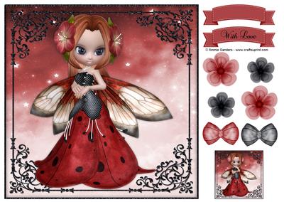 Sweet Flower Fairy 8x8 Topper & Embellishments