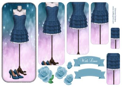 Beautiful Blue Ruffle Dress Fashion Pyramid