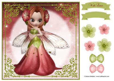 Sweet Flower Fairy 8x8 Topper & Embellishments