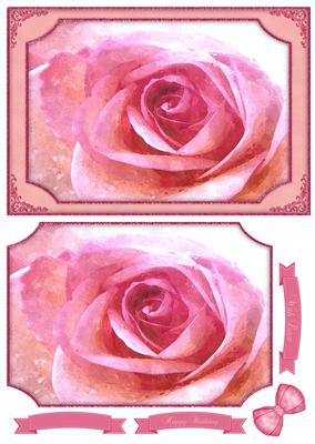 Pink Rose Watercolour Quick Card
