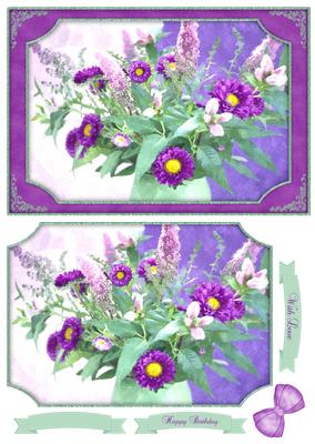 Pretty Purple Floral Display Watercolour Quick Card