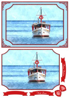 Calm Seas Boating Watercolour Quick Card