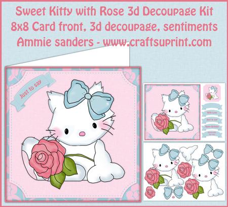 Sweet Kitty with Rose 3D Decoupage Kit