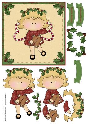 Holly Angel 3D Decoupage 6x6 Card Topper