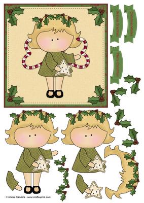 Holly Angel 3D Decoupage 6x6 Card Topper
