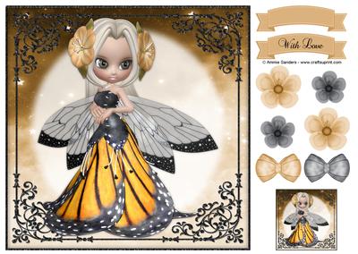 Sweet Flower Fairy 8x8 Topper & Embellishments