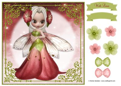 Sweet Flower Fairy 8x8 Topper & Embellishments
