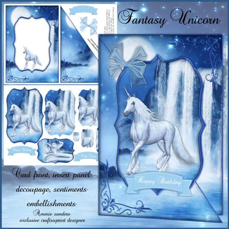 Fantasy Unicorn A5 Corner Card & Decoupage Mini Kit
