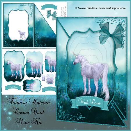 Fantasy Unicorn A5 Corner Card & Decoupage Mini Kit