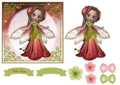 Petal Fairy 6x6 Card Front , Topper & Embellishments