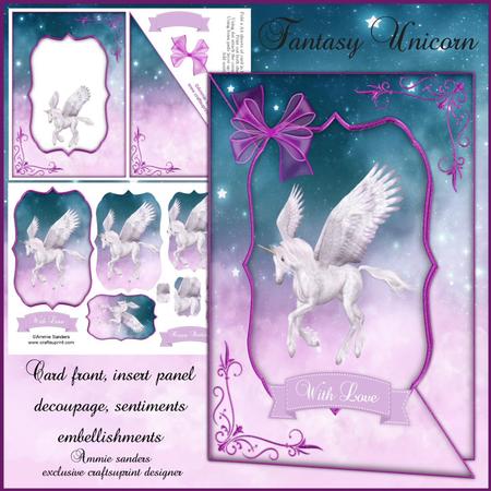Fantasy Unicorn A5 Corner Card & Decoupage Mini Kit