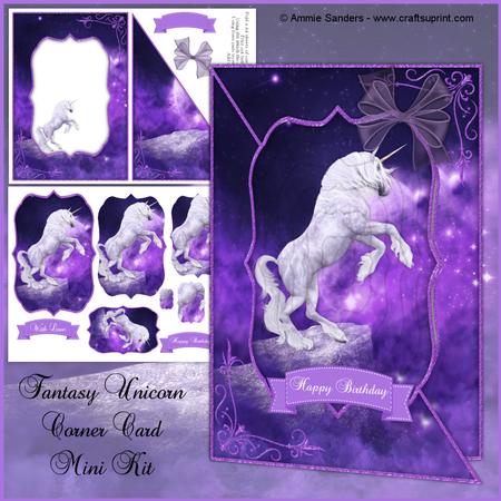 Fantasy Unicorn A5 Corner Card & Decoupage Mini Kit