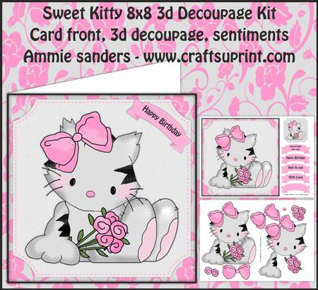 Sweet Kitty with Flowers 3D Decoupage Kit