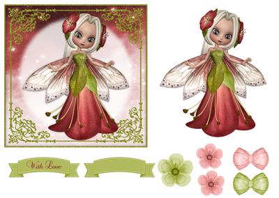 Petal Fairy 6x6 Card Front , Topper & Embellishments