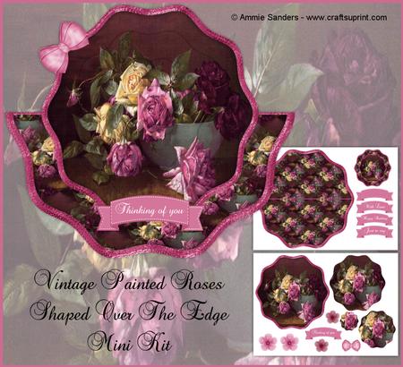 Vintage Painted Roses Shaped Over the Edge Mini Kit