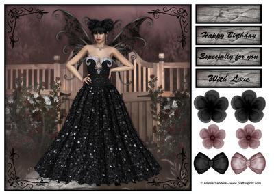 Beautiful Dark Fairy 8x8 Topper & Embellishments