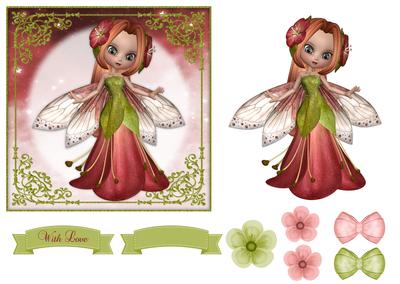 Petal Fairy 6x6 Card Front , Topper & Embellishments