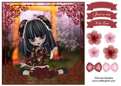 Oriental Cutie 8x8 Topper & Embellishments