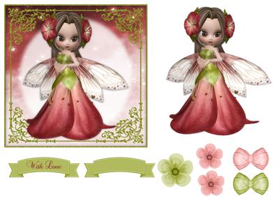 Petal Fairy 6x6 Card Front , Topper & Embellishments