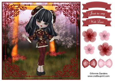 Oriental Cutie 8x8 Topper & Embellishments