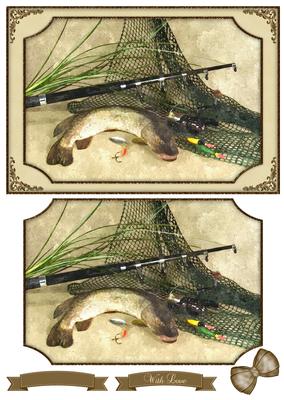 River Fishing Watercolour Quick Card