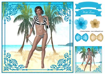 Beach Babe 8x8 Topper & Embellishments
