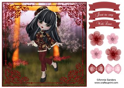 Oriental Cutie 8x8 Topper & Embellishments