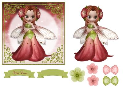 Petal Fairy 6x6 Card Front , Topper & Embellishments