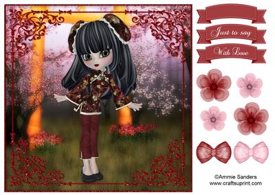 Oriental Cutie 8x8 Topper & Embellishments
