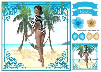 Beach Babe 8x8 Topper & Embellishments