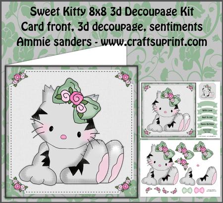 Sweet Kitty with Bow 3D Decoupage Kit