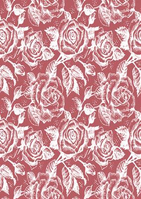 Vintage Rose A4 Backing Paper - Rich Shade