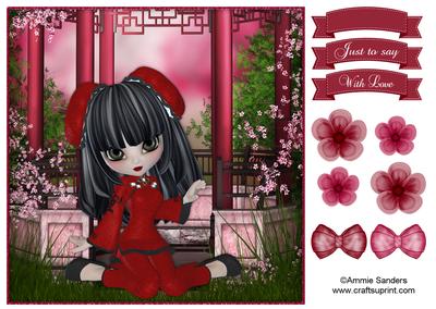 Oriental Cutie 8x8 Topper & Embellishments