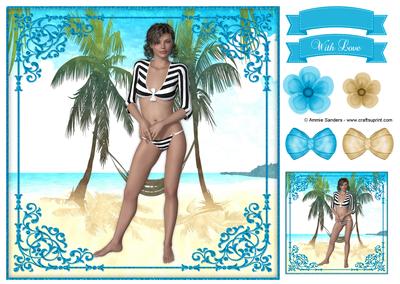 Beach Babe 8x8 Topper & Embellishments